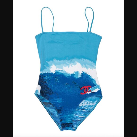 CHANEL 2002 Blue Ocean Surf Cruise One-Piece Swimsuit size IT 40/4 - Picture 1 of 10